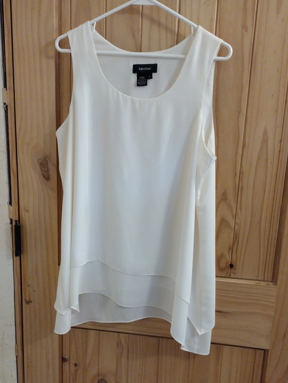 Karen Kane Cream Layered Chiffon Sleeveless Top